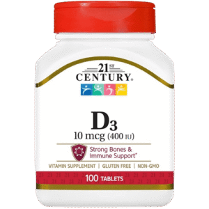 21st Century Vitamin D3 10mcg 400 IU, 100 Tablets - Silverline Pharmacy Surulere, Lagos
