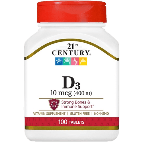 21st Century Vitamin D3 10mcg 400 IU, 100 Tablets - Silverline Pharmacy Surulere, Lagos