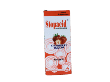 Afrab Stopacid Antacid Suspension (Strawberry), 200ml - Silverline Pharmacy Surulere, Lagos
