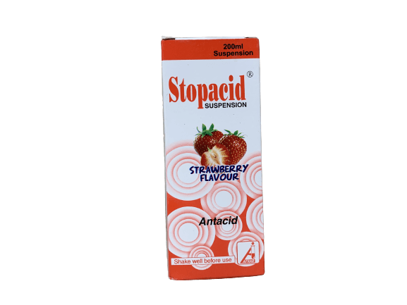 Afrab Stopacid Antacid Suspension (Strawberry), 200ml - Silverline Pharmacy Surulere, Lagos