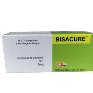 Bisacure 5mg Bisacodyl BP, 15 x 7 Tablets - Silverline Pharmacy Surulere, Lagos