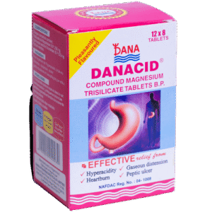 Dana Danacid Magnesium Trisilicate BP, 12 x 8 Tablets - Silverline Pharmacy Surulere, Lagos