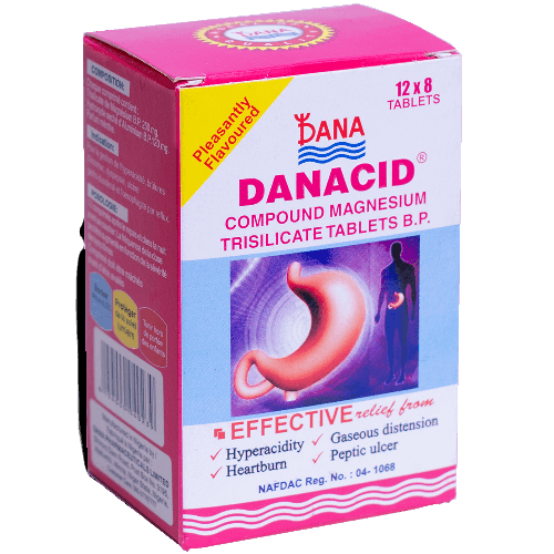 Dana Danacid Magnesium Trisilicate BP, 12 x 8 Tablets - Silverline Pharmacy Surulere, Lagos