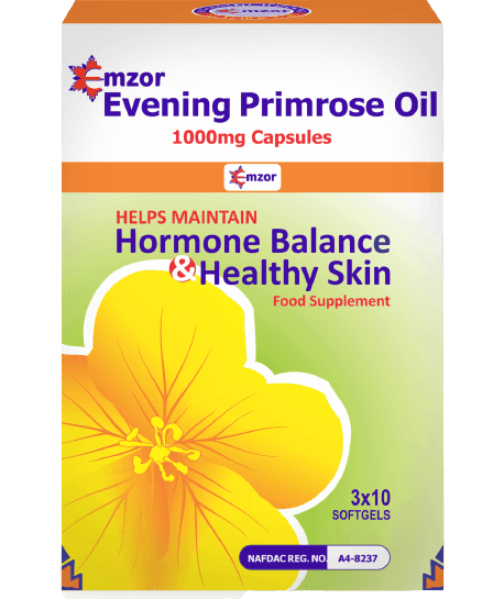 Emzor Evening Primrose Oil 1000mg, 3 x 10 Softgels - Silverline Pharmacy Surulere, Lagos