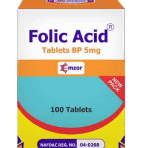 Emzor Folic Acid Tablets 5mg, 100 Tablets - Silverline Pharmacy Surulere, Lagos
