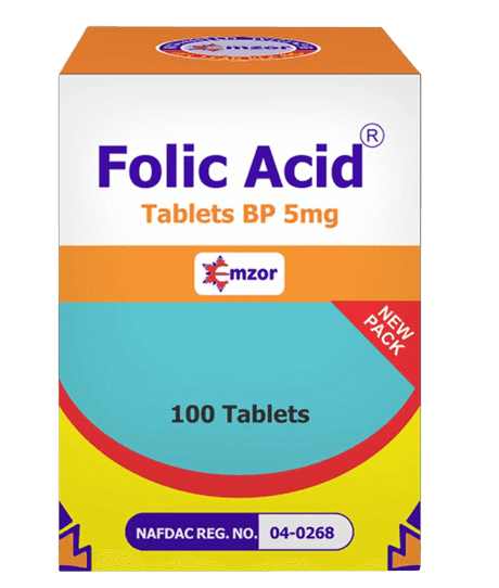 Emzor Folic Acid Tablets 5mg, 100 Tablets - Silverline Pharmacy Surulere, Lagos