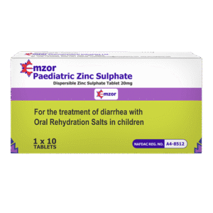 Emzor Paediatric Zinc Sulphate 20mg, 1 x 10 Tablets - Silverline Pharmacy Surulere, Lagos