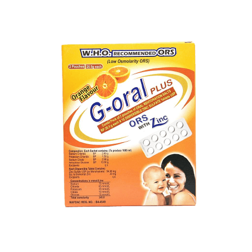 G-Oral Plus ORS & Zinc Sulfate Tablets (Orange), 2 Pouches - Silverline Pharmacy Surulere, Lagos