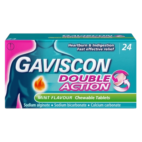 Gaviscon Double Action Chewable (Mint Flavour), 24 Tablets - Silverline Pharmacy Surulere, Lagos