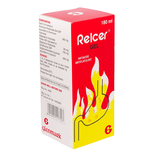 Glenmark Relcer Gel Antiflatulent, 180ml - Silverline Pharmacy Surulere, Lagos