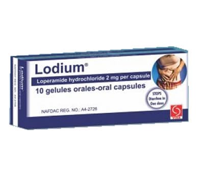 Lodium Loperamide Hydrochloride 2mg, 1 x 10 Capsules - Silverline Pharmacy Surulere, Lagos