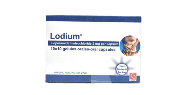 Lodium Loperamide Hydrochloride 2mg, 10 x 10 Capsules - Silverline Pharmacy Surulere, Lagos