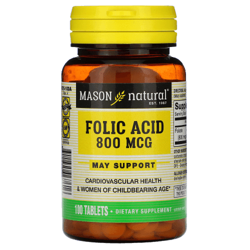 Mason Natural Folic Acid 800mcg, 100 Tablets - Silverline Pharmacy Surulere, Lagos
