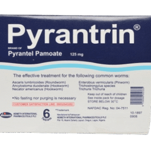 Neimeth Pyrantrin 125mg, 1 x 6 Tablets - Silverline Pharmacy Surulere, Lagos