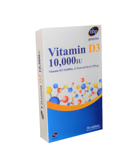 NHP Generics Vitamin D3 10,000 IU, 30 Tablets - Silverline Pharmacy Surulere, Lagos