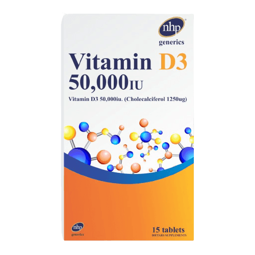 NHP Generics Vitamin D3 50,000 IU, 15 Tablets - Silverline Pharmacy Surulere, Lagos