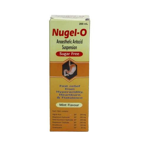 Nugel-O Anaesthetic Antacid Suspension (Mint Flavour), 200ml - Silverline Pharmacy Surulere, Lagos