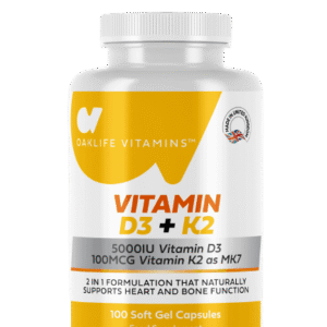 Oaklife Vitamin D3 5000 IU + Vitamin K2 100mcg, 100 Softgels - Silverline Pharmacy Surulere, Lagos
