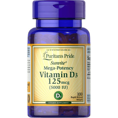 Puritan’s Pride Sunvite Vitamin D3 125mcg, 100 Softgels - Silverline Pharmacy Surulere, Lagos