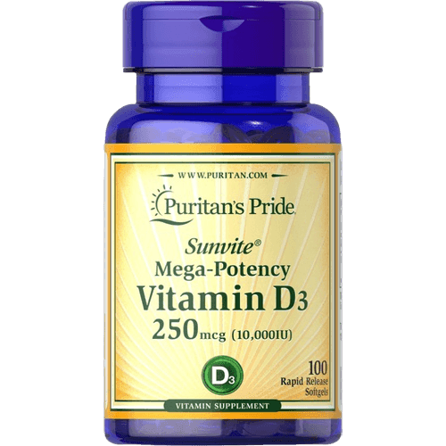 Puritan’s Pride Sunvite Vitamin D3 250mcg, 100 Softgels - Silverline Pharmacy Surulere, Lagos