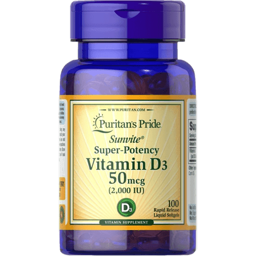 Puritan’s Pride Sunvite Vitamin D3 50mcg, 100 Softgels - Silverline Pharmacy Surulere, Lagos