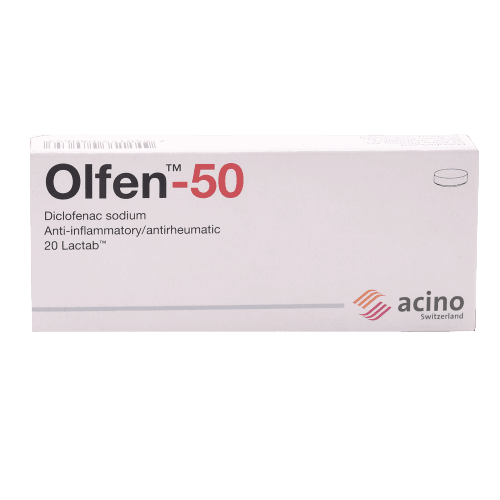 Acino Olfen-50 Diclofenac Sodium Anti-inflammatory, 20 Tablets - Silverline Pharmacy Surulere, Lagos
