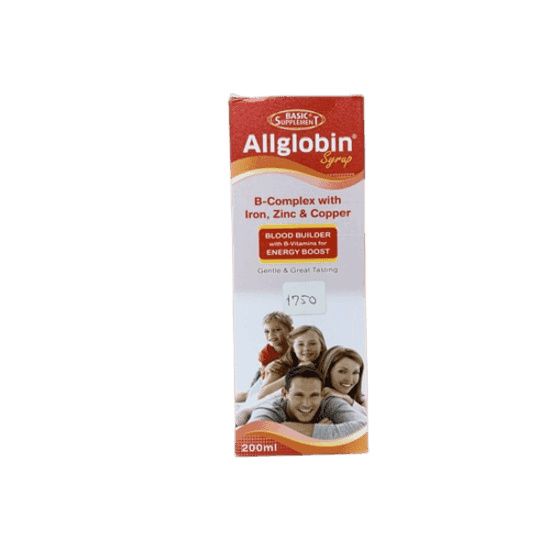 Allglobin Syrup B-Complex with Iron Zinc & Copper, 200ml - Silverline Pharmacy Surulere, Lagos