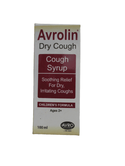 Avro Pharma Avrolin Dry Cough Syrup, 100ml - Silverline Pharmacy Surulere, Lagos