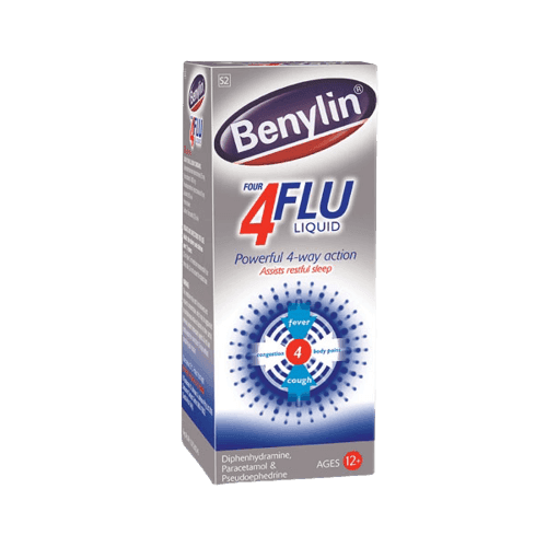 Benylin 4 Flu Liquid Ages 12+, 200ml - Silverline Pharmacy Surulere, Lagos