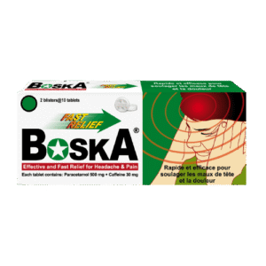 Boska Paracetamol 500mg + Caffeine 30mg, 2 x 10 Tablets - Silverline Pharmacy Surulere, Lagos