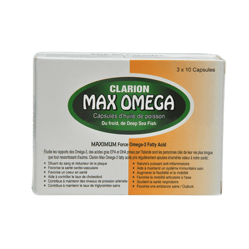Clarion Max Omega Omega-3 Fatty Acid, 3 x 10 Capsules - Silverline Pharmacy Surulere, Lagos