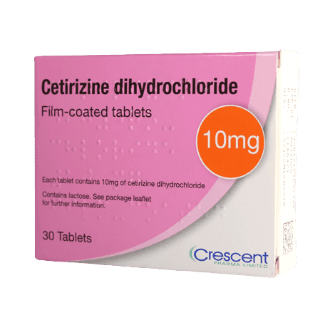 Crescent Pharma Cetirizine Dihydrochloride 10mg, 30 Tablets - Silverline Pharmacy Surulere, Lagos