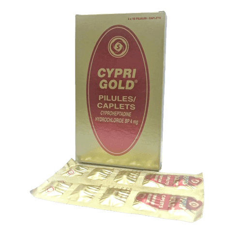 Cypri Gold Caplets Cyproheptadine HCL 4mg, 3 x 10 Caplets - Silverline Pharmacy Surulere, Lagos
