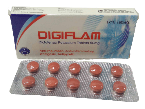 Digiflam Diclofenac Potassium Tablets 50mg, 1 x 10 Tablets - Silverline Pharmacy Surulere, Lagos