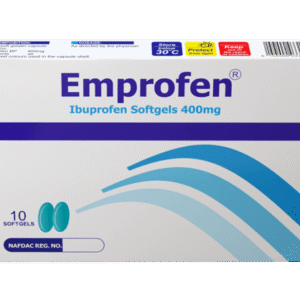 Emzor Emprofen Ibuprofen Softgels 400mg, 10 Softgels - Silverline Pharmacy Surulere, Lagos