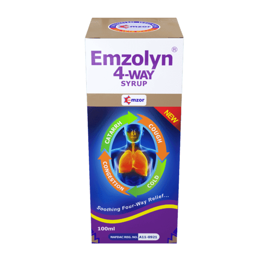 Emzor Emzolyn 4-Way Syrup, 100ml - Silverline Pharmacy Surulere, Lagos