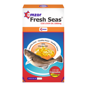 Emzor Fresh Seas Cod Liver Oil 1000mg, 2 x 15 Capsules - Silverline Pharmacy Surulere, Lagos