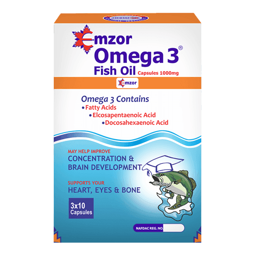 Emzor Omega-3 Fish Oil 1000mg, 3 x 10 Capsules - Silverline Pharmacy Surulere, Lagos