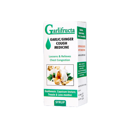Garlifructa Garlic/Ginger Cough Medicine Syrup, 100ml - Silverline Pharmacy Surulere, Lagos