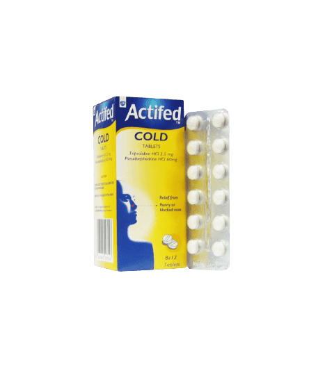 GSK Actifed Cold Tablets, 8 x 12 Tablets - Silverline Pharmacy Surulere, Lagos