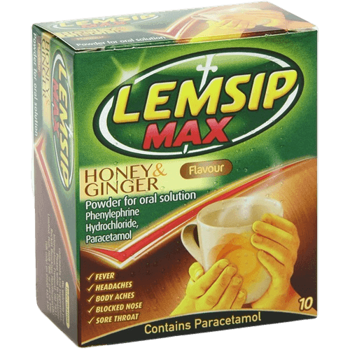 Lemsip Max Honey & Ginger Flavour, Pack of 10 - Silverline Pharmacy Surulere, Lagos