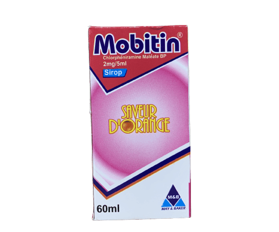 May & Baker Mobitin Chlorpheniramine Syrup (Orange), 60ml - Silverline Pharmacy Surulere, Lagos