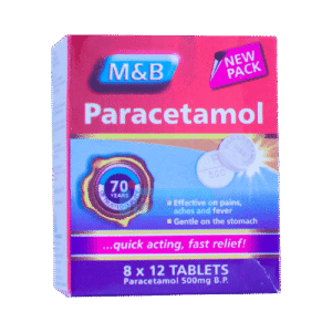May & Baker Paracetamol 500mg, 8 x 12 Tablets - Silverline Pharmacy Surulere, Lagos