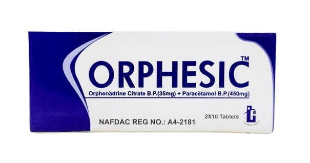Orphesic Paracetamol + Orphenadrine Citrate, 2 x 10 Tablets - Silverline Pharmacy Surulere, Lagos