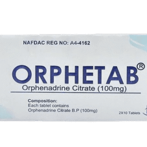 Orphetab Orphenadrine Citrate 100mg, 2 x 10 Tablets - Silverline Pharmacy Surulere, Lagos