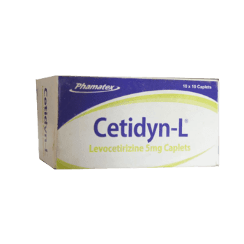 Phamatex Cetidyn-L Levocetirizine 5mg, 10 x 10 Caplets - Silverline Pharmacy Surulere, Lagos