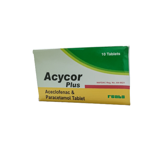 Reals Acycor Plus Aceclofenac & Paracetamol Tablet, 10 Tablets - Silverline Pharmacy Surulere, Lagos