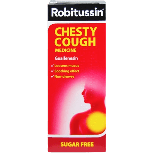 Robitussin Chesty Cough Guaifenesin Sugar Free Syrup, 100ml - Silverline Pharmacy Surulere, Lagos