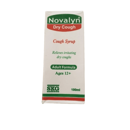 SKG Pharma Novalyn Dry Cough Dextromethorphan Syrup, 100ml - Silverline Pharmacy Surulere, Lagos