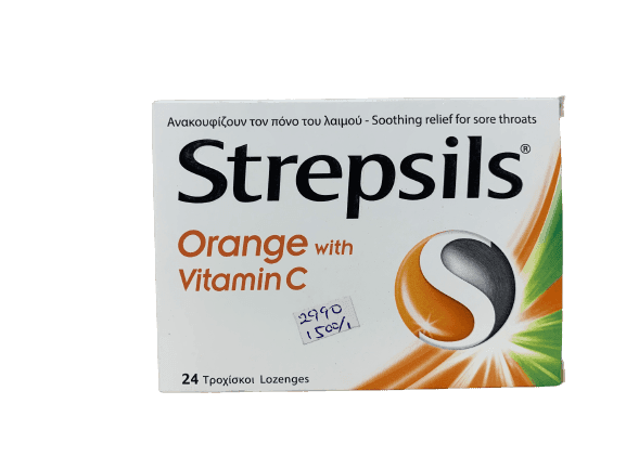 Strepsils Orange & Vitamin C, 24 Lozenges - Silverline Pharmacy Surulere, Lagos